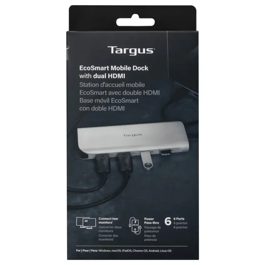 Hub Targus DOCK427GL, 2 USB-C 3.2 Gen 2, 2 Puertos USB-A 3.2 Gen 2, RJ-45, 2 HDMI 2.0, 140W Power Delivery 3.1 EPR, Docking Station