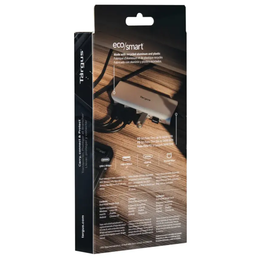 Hub Targus DOCK427GL, 2 USB-C 3.2 Gen 2, 2 Puertos USB-A 3.2 Gen 2, RJ-45, 2 HDMI 2.0, 140W Power Delivery 3.1 EPR, Docking Station