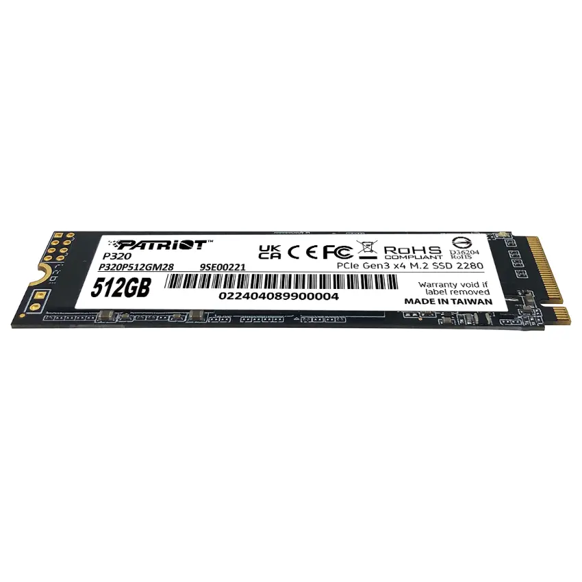 Disco SSD Patriot P320 NVMe 512GB, 3D NAND, PCIe Gen3 x4, M.2 2280
