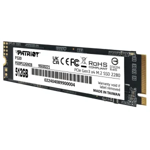 Disco SSD Patriot P320 NVMe 512GB, 3D NAND, PCIe Gen3 x4, M.2 2280