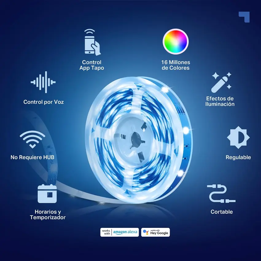 Tira de Luz LED Wi-Fi Inteligente TP-Link Tapo L900-10, A todo color, Dos tiras de 5 m
