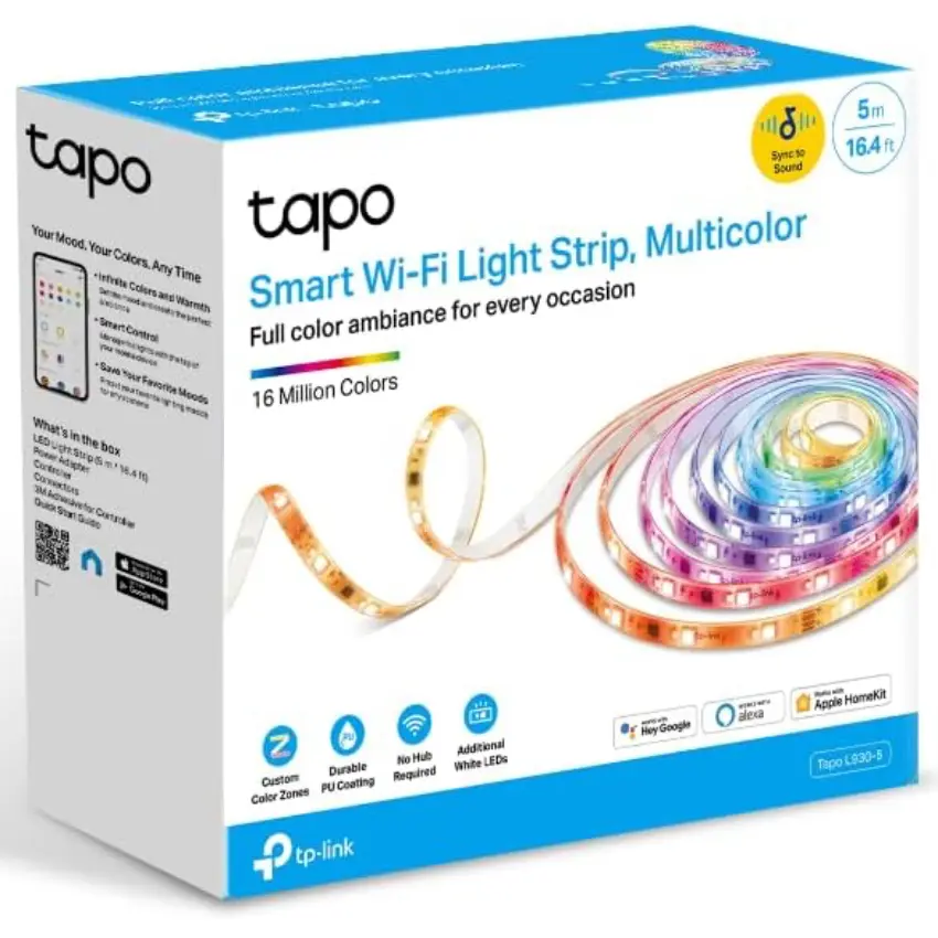 Tira de Luz LED Wi-Fi inteligente TP-Link Tapo L930-5, Multicolor, A todo color, Una tira de 5 m