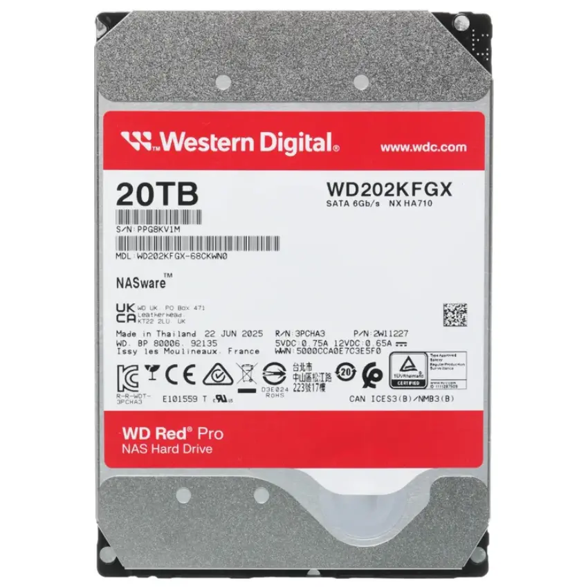 Disco Interno Western Digital Red Pro 20TB SATA3 7200rpm 512MB Cache 3.5", tecnología OptiNAND