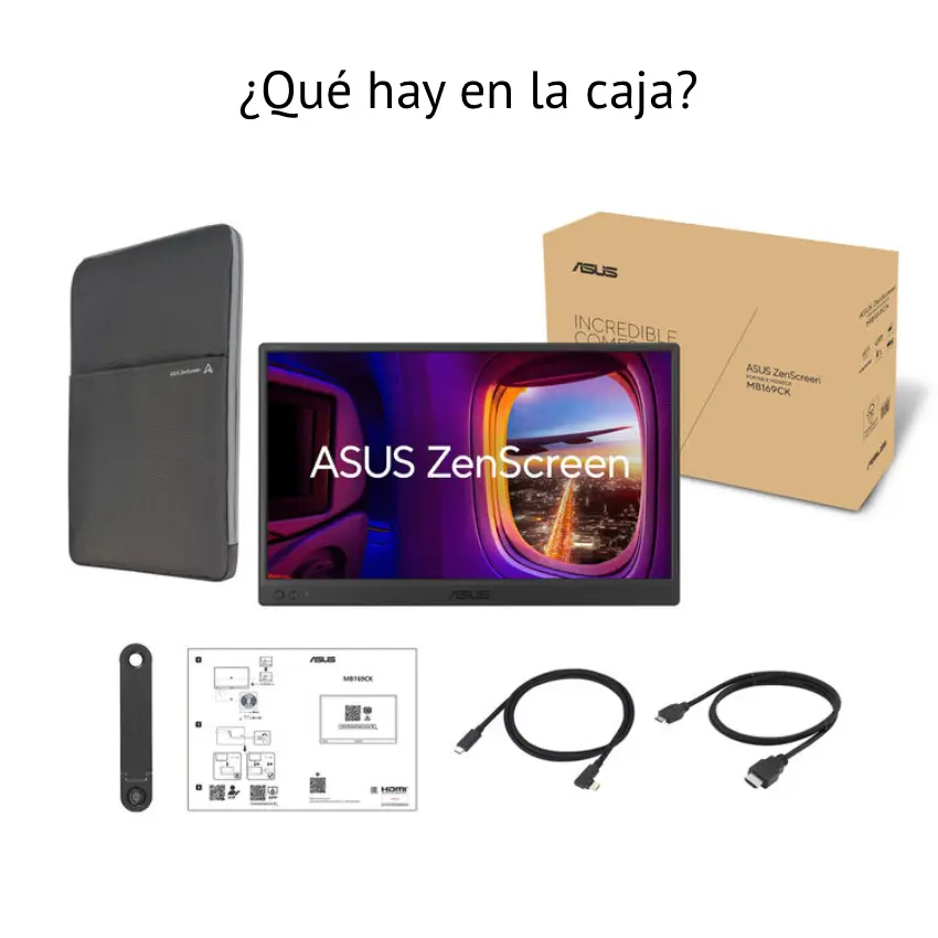 Monitor Portátil ASUS ZenScreen MB169CG, 15.6", 60Hz, IPS, 1920x1080, 5ms, Mini HDMI, USB-C