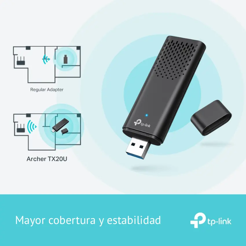 Adaptador USB TP-Link Archer TX20U, AX1800, Doble Banda Adaptador USB TP-Link Archer TX20U, AX1800, Doble Banda