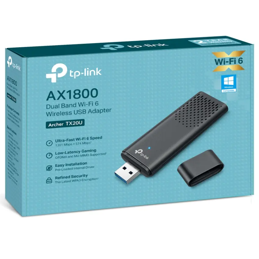 Adaptador USB TP-Link Archer TX20U, AX1800, Doble Banda Adaptador USB TP-Link Archer TX20U, AX1800, Doble Banda