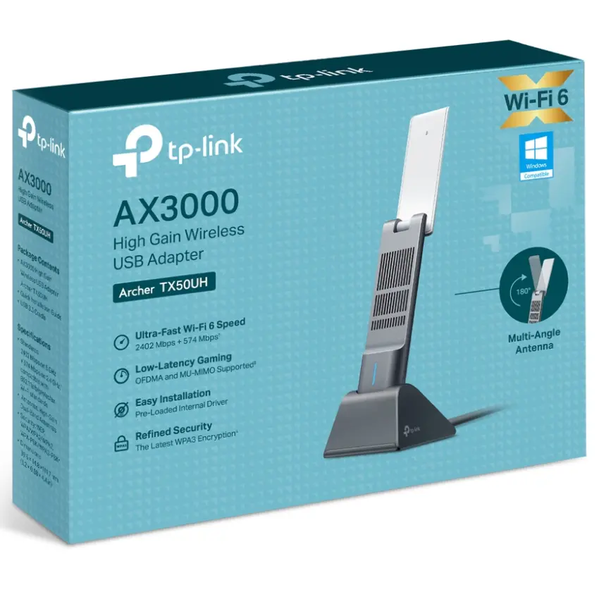 Adaptador USB TP-Link Archer TX50UH, AX3000, Doble Banda Adaptador USB TP-Link Archer TX50UH, AX3000, Doble Banda