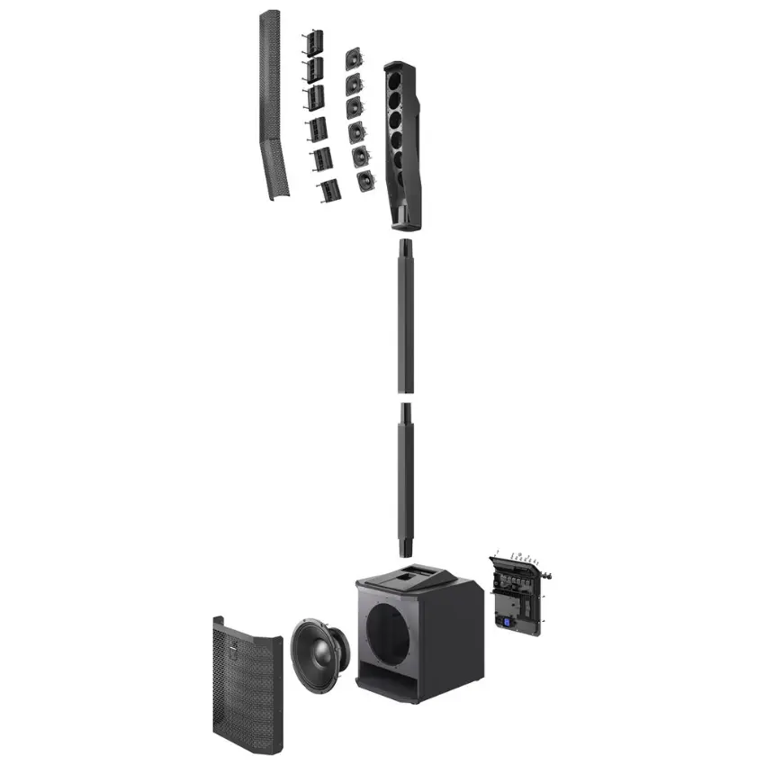 Sistema de Sonido de Columna Electro-Voice EVOLVE 30M, Woofer 10", Potencia 1000W, Todo en uno, Mezclador, Bluetooth y DSP (Negro)