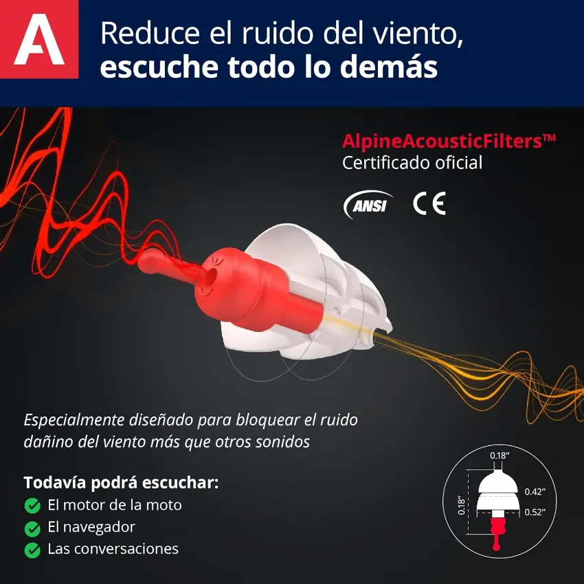 Protectores Auditivos Alpine MotoSafe Race MotoGP, Negro, Con Estuche