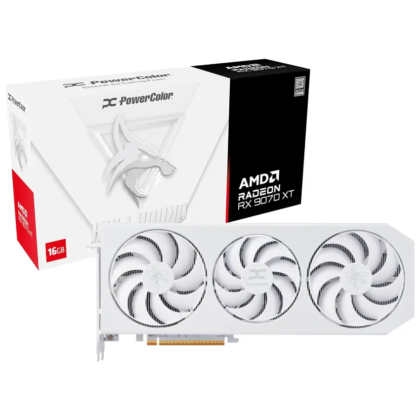 Placa de Video PowerColor Hellhound Spectral White AMD Radeon RX 9070 XT 16GB GDDR6