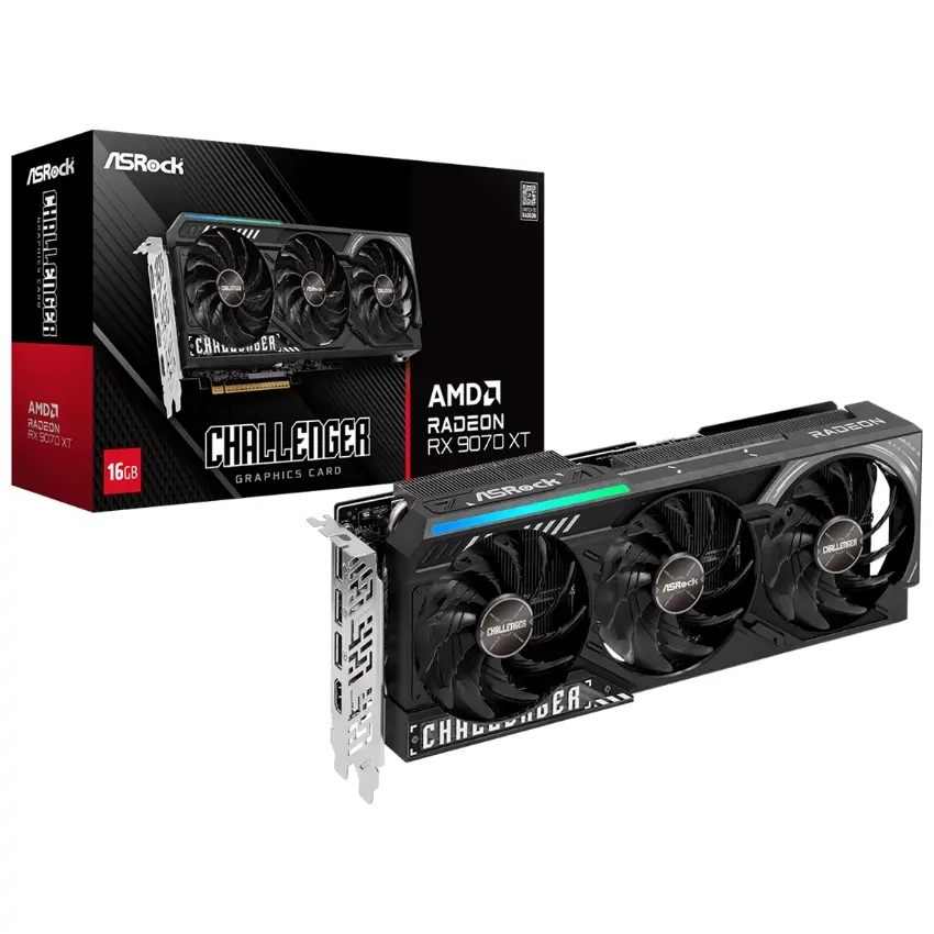 Placa de Video ASRock AMD Radeon RX 9070 XT Challenger 16GB Placa de Video ASRock AMD Radeon RX 9070 XT Challenger 16GB