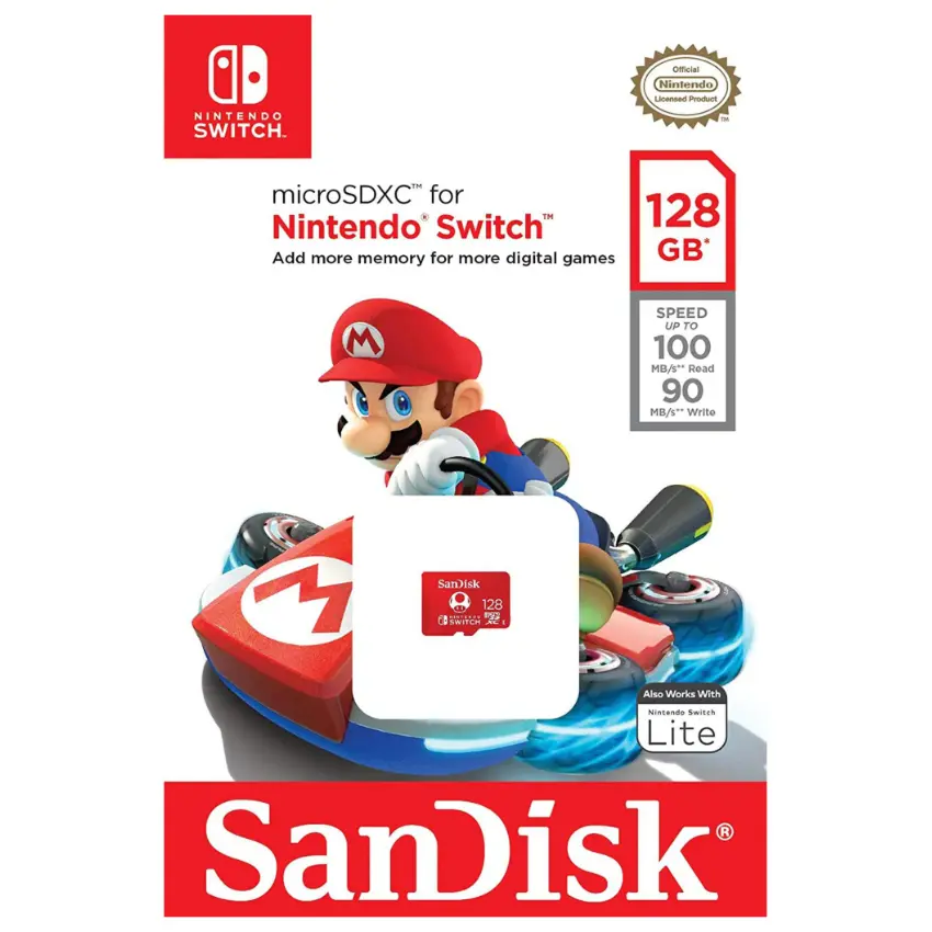 Tarjeta de Memoria microSDXC para Nintendo Switch SanDisk 128GB, UHS-I, U3, V30, Clase 10