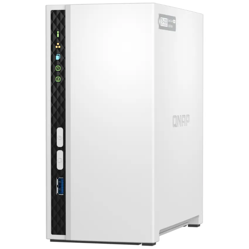 NAS de Escritorio QNAP TS-233-US de 2 Bahías, ARM Cortex-A55 de cuatro núcleos, 2 GB RAM DDR4, Sin discos