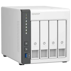 NAS de Escritorio QNAP TS-433-4G-US de 4 Bahías, 1GbE y 2.5GbE, ARM Cortex-A55 de cuatro núcleos, 4 GB RAM DDR4, Sin discos