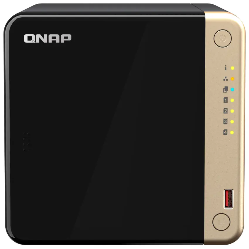 NAS de Escritorio QNAP TS-464-8G-US de 4 Bahías, 2.5GbE, Intel Celeron N5095 de cuatro núcleos, 8 GB RAM DDR4, Sin discos NAS de Escritorio QNAP TS-464-8G-US de 4 Bahías, 2.5GbE, Intel Celeron N5095 de cuatro núcleos, 8 GB RAM DDR4, Sin discos