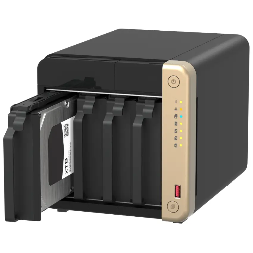 NAS de Escritorio QNAP TS-464-8G-US de 4 Bahías, 2.5GbE, Intel Celeron N5095 de cuatro núcleos, 8 GB RAM DDR4, Sin discos NAS de Escritorio QNAP TS-464-8G-US de 4 Bahías, 2.5GbE, Intel Celeron N5095 de cuatro núcleos, 8 GB RAM DDR4, Sin discos