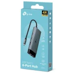 Hub TP-Link UH6120C, Concentrador 6 en 1, USB-C, 3 Puerto USB 3.0, RJ-45, 1 HDMI, Power Delivery de 100W