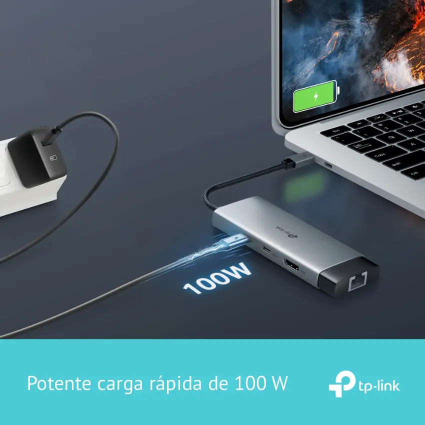 Hub TP-Link UH6120C, Concentrador 6 en 1, USB-C, 3 Puerto USB 3.0, RJ-45, 1 HDMI, Power Delivery de 100W