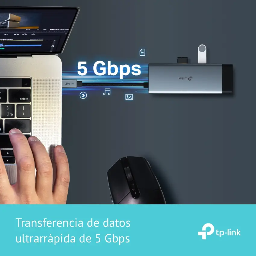 Hub TP-Link UH6120C, Concentrador 6 en 1, USB-C, 3 Puerto USB 3.0, RJ-45, 1 HDMI, Power Delivery de 100W