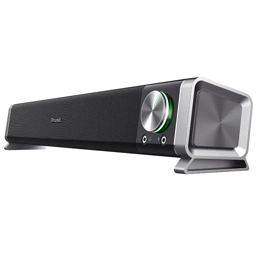 Barra de Sonido Trust Asto, 6 W RMS, Mini Plug 3.5 mm, Negro/Plateado