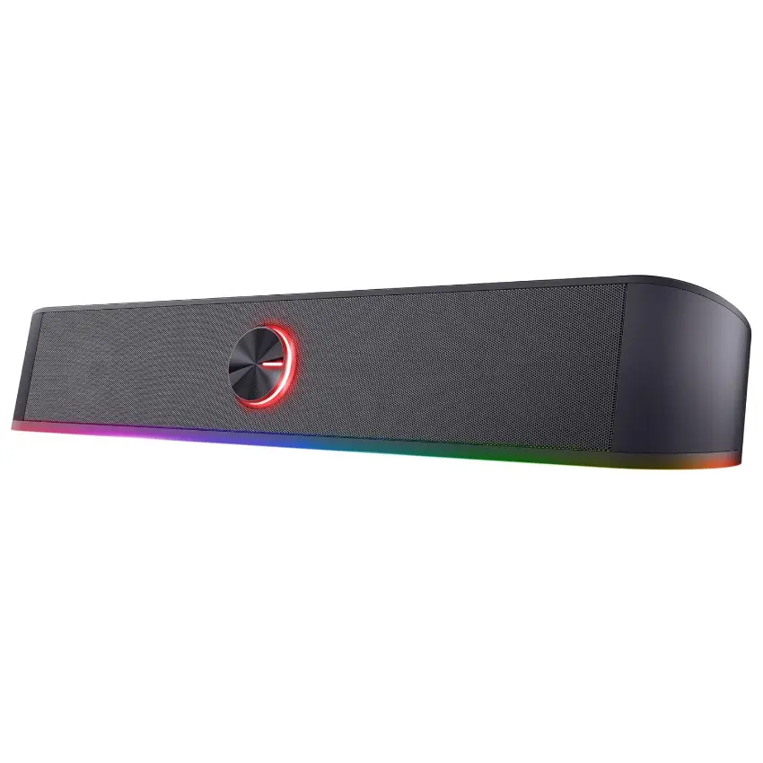 Barra de Sonido Trust GXT 619 Thorne, 6 W RMS, Mini Plug 3.5 mm, Iluminación RGB, Negro