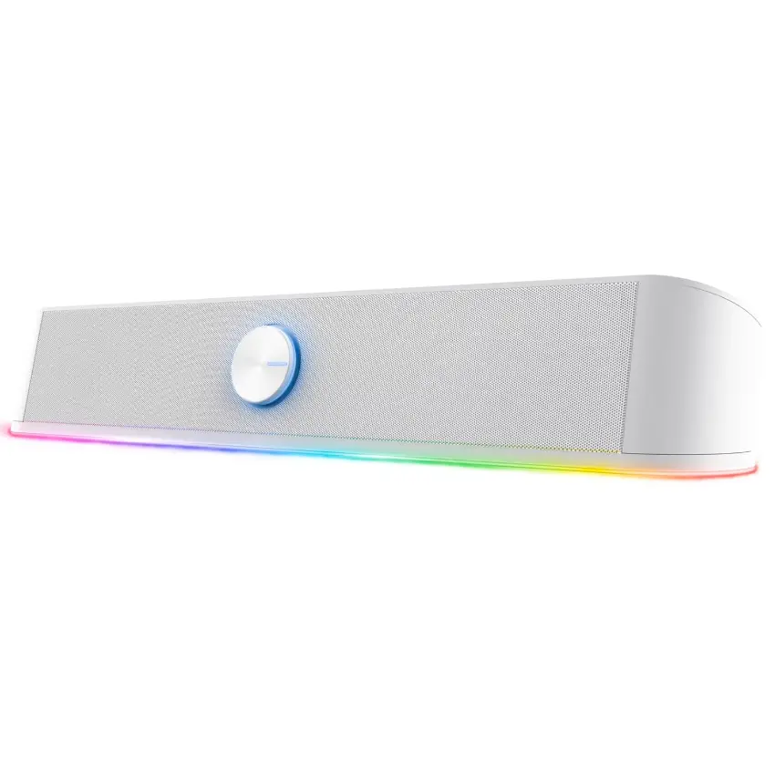 Barra de Sonido Trust GXT 619W Thorne, 6 W RMS, Mini Plug 3.5 mm, Iluminación RGB, Blanco
