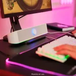 Barra de Sonido Trust GXT 619W Thorne, 6 W RMS, Mini Plug 3.5 mm, Iluminación RGB, Blanco