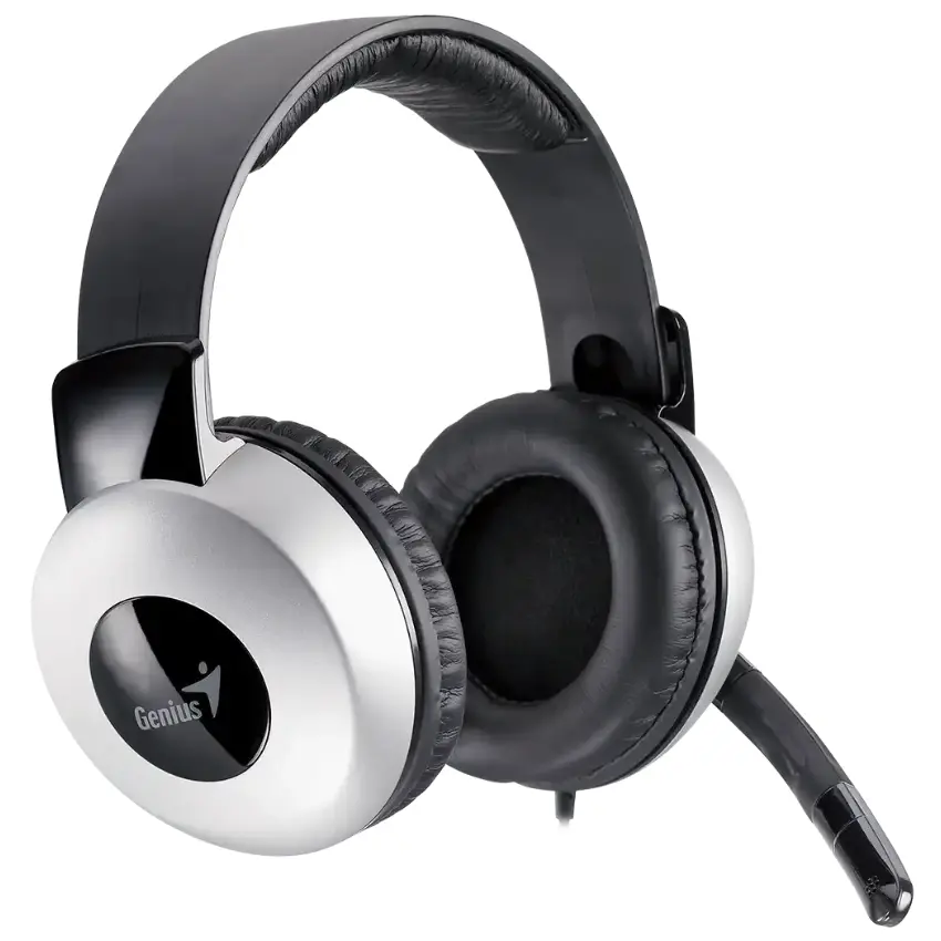 Auriculares Genius HS-05A, Doble Mini Plug 3.5mm, Negro/Plateado