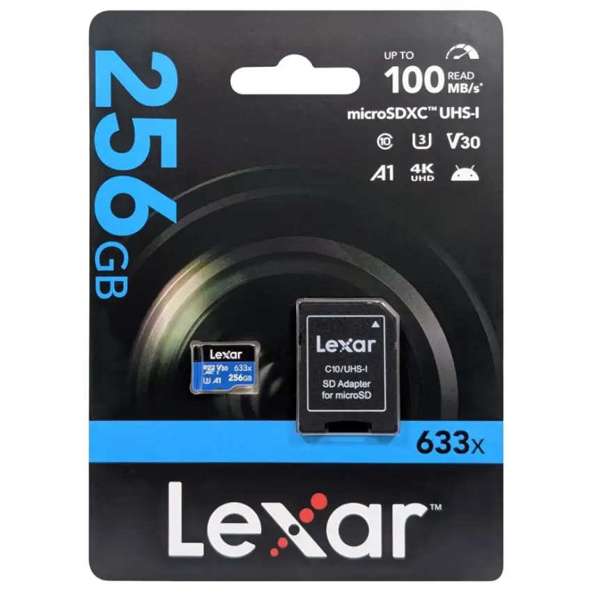 Tarjeta de Memoria microSDXC Lexar High-Performance 633x 256GB, UHS-I, U1, V30, A1, Clase 10