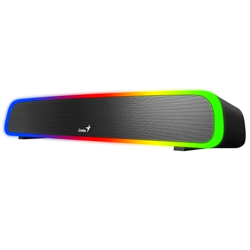 Barra de Sonido Genius USB SoundBar 200BT, 4 W RMS, Bluetooth, Mini Plug 3.5 mm, Iluminación RGB, Negro