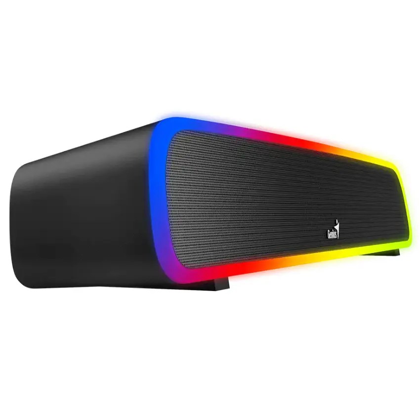 Barra de Sonido Genius USB SoundBar 200BT, 4 W RMS, Bluetooth, Mini Plug 3.5 mm, Iluminación RGB, Negro