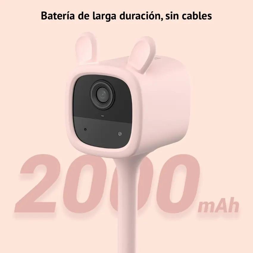 Cámara de Seguridad Wi-Fi EZVIZ BM1, 1080p, 2 MP, Visión nocturna, Alimentada por batería, Interior, Peachy Bunny, Rosa