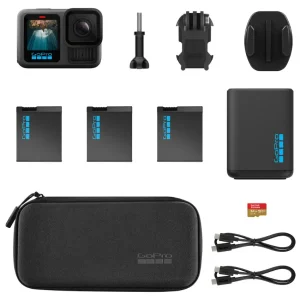 Cámara GoPro HERO13 Black Extended Power Bundle, Cargador Doble on 2 Baterías Enduro, Tarjeta SanDisk MicroSD de 64 GB, Estuche