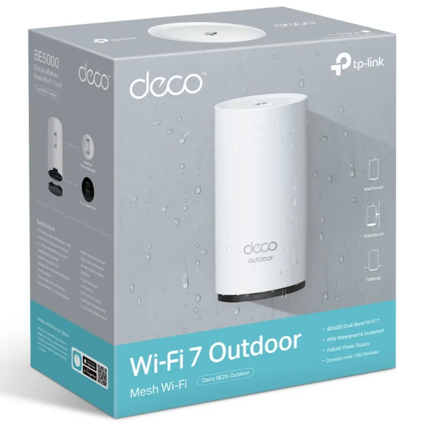 Sistema Wi-Fi Mesh TP-Link Deco BE25-Outdoor, 2.5G, BE5000, Doble Banda, Pack de 1 Sistema Wi-Fi Mesh TP-Link Deco BE25-Outdoor, 2.5G, BE5000, Doble Banda, Pack de 1