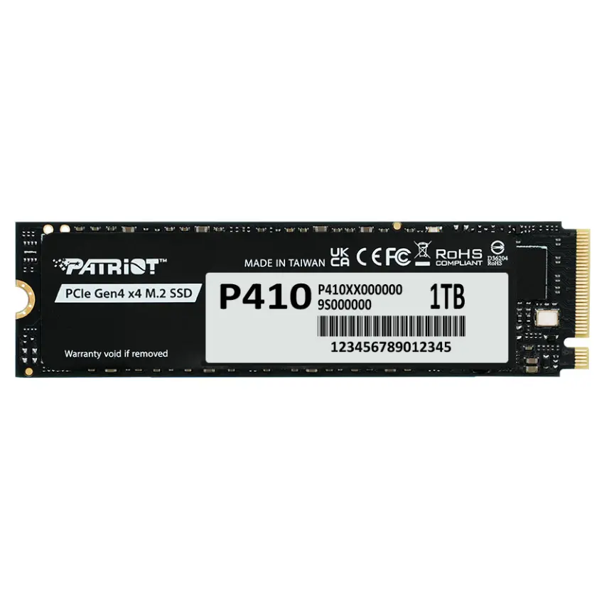 Disco SSD Patriot P410 NVMe 1TB, 3D NAND, PCIe Gen4, M.2 2280, Disipador de grafeno
