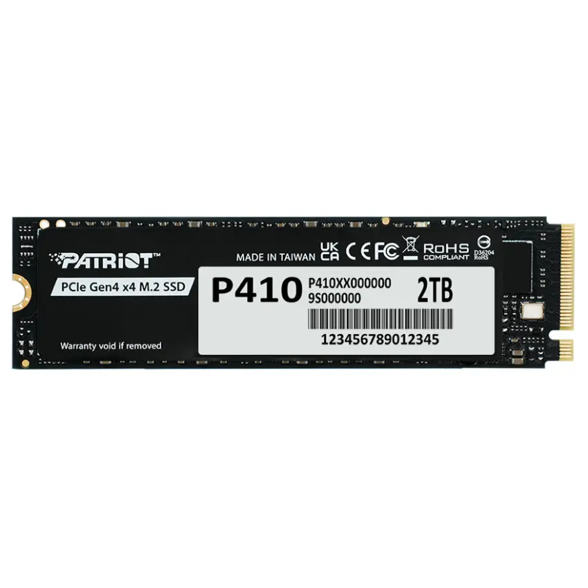 Disco SSD Patriot P410 NVMe 2TB, 3D NAND, PCIe Gen4, M.2 2280, Disipador de grafeno