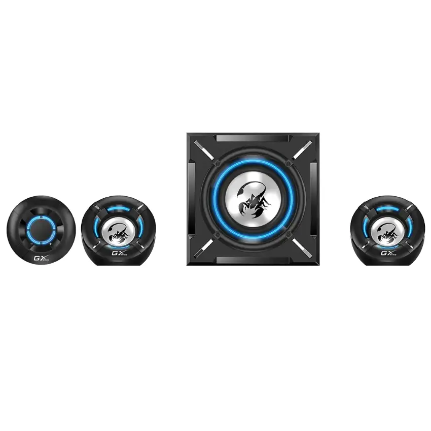 Parlantes Genius SW-G2.1 1000, 2.1, 26 W RMS, Mini Jack 3.5 mm, Mini Plug 3.5 mm, RCA, Negro