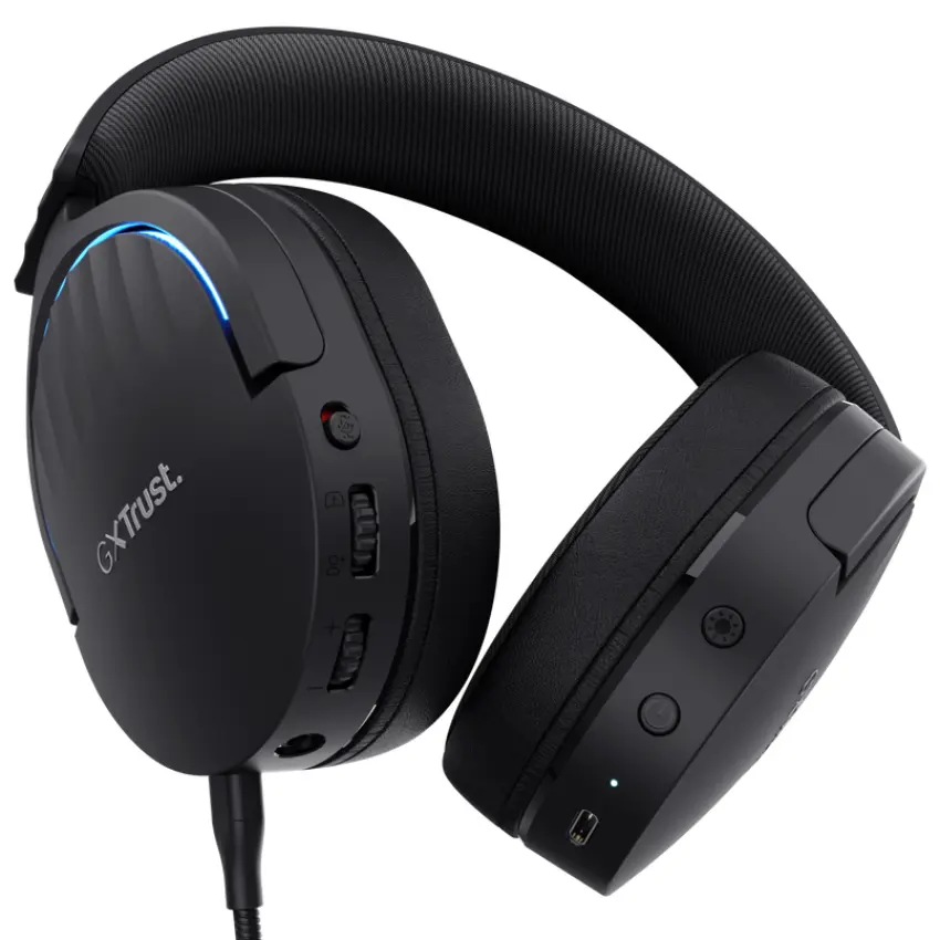 Auriculares Inalámbricos Trust GXT 491 Fayzo, Gamer, RGB, Bluetooth, Negro