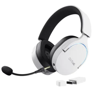 Auriculares Inalámbricos Trust GXT 491W Fayzo, Gamer, RGB, Bluetooth, Blanco