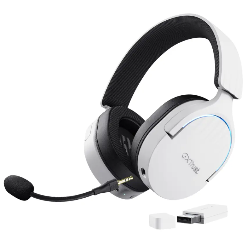 Auriculares Inalámbricos Trust GXT 491W Fayzo, Gamer, RGB, Bluetooth, Blanco