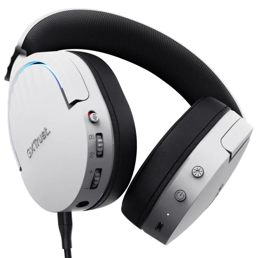 Auriculares Inalámbricos Trust GXT 491W Fayzo, Gamer, RGB, Bluetooth, Blanco