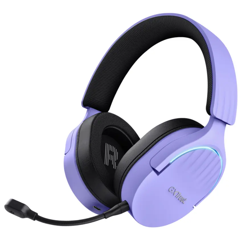 Auriculares Inalámbricos Trust GXT 491P Fayzo, Gamer, RGB, Bluetooth, Púrpura