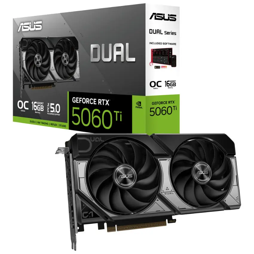 Placa de Video ASUS Dual GeForce RTX 5060 Ti 16GB GDDR7 OC Edition
