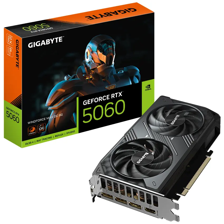 Placa de Video Gigabyte GeForce RTX 5060 WINDFORCE MAX OC 8GB GDDR7