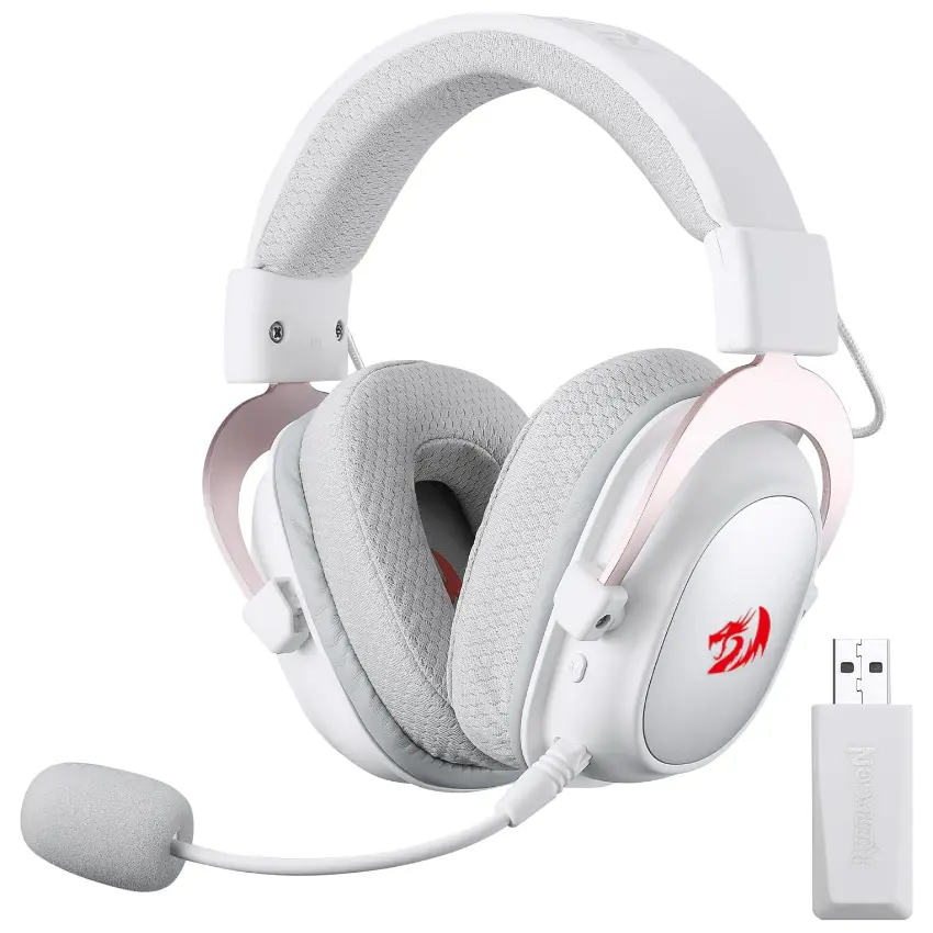 Auriculares Inalámbricos Redragon Zeus Pro H510, Gamer, RGB, Bluetooth, Blanco