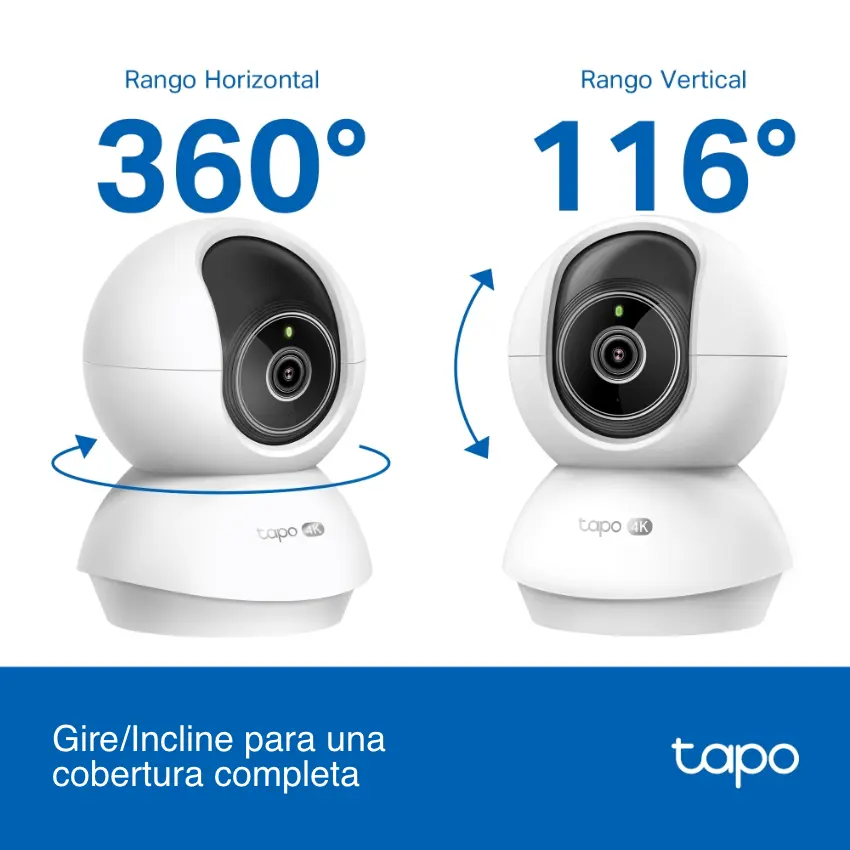 Cámara de Seguridad Wi-Fi TP-Link Tapo C250, 4K, 8 MP, Pan / Tilt, Visión nocturna, Interior