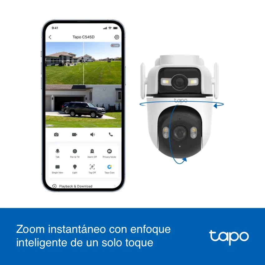 Cámara de Seguridad Wi-Fi TP-Link Tapo C545D, 3 MP, Doble lente, Pan / Tilt, Visión nocturna, Exterior