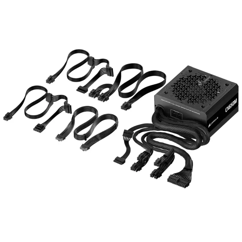 Fuente de Alimentación Semi Modular Corsair CX650M, 650W, 80 PLUS Bronze, Interfaz de Cableado Lateral, Preparada para PCIe 5.1