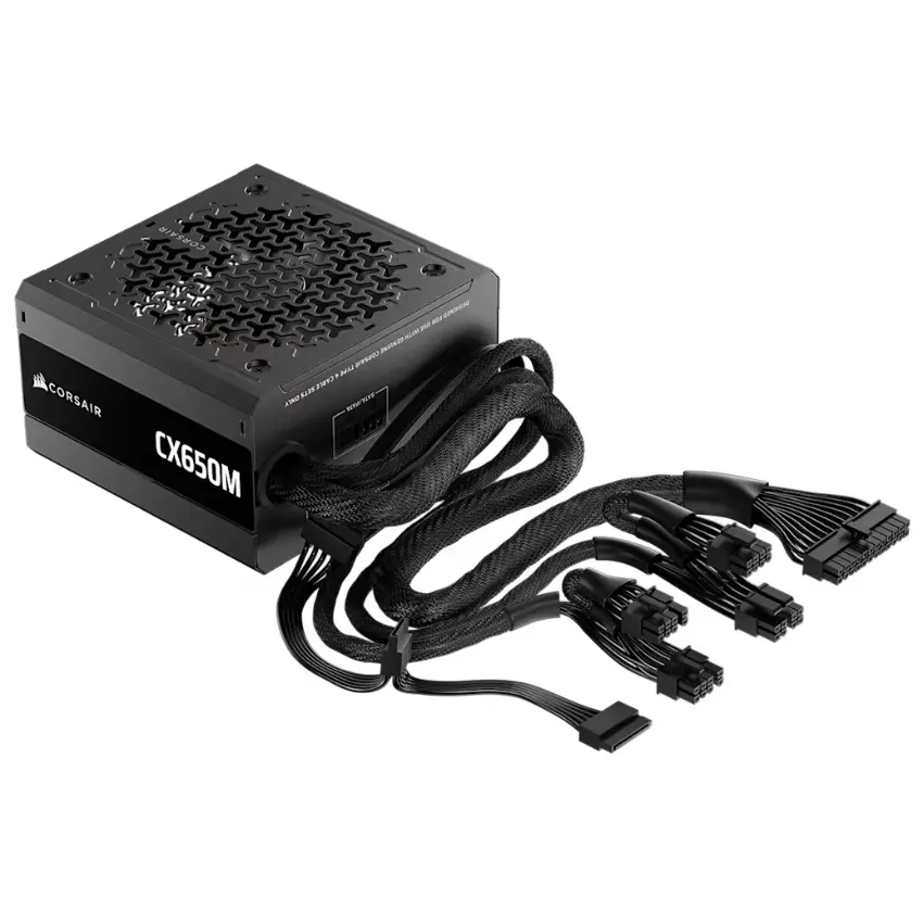 Fuente de Alimentación Semi Modular Corsair CX650M, 650W, 80 PLUS Bronze, Interfaz de Cableado Lateral, Preparada para PCIe 5.1
