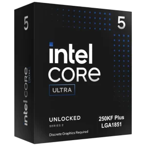 Procesador Intel Core Ultra 5 250KF Plus, 4.2GHz, 18 Núcleos, 30MB L3, Sin cooler/disipador, Sin video, Socket LGA1851, BOX